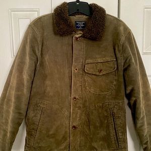 Abercrombie & Fitch, Corduroy Sherpa Lined Jacket (Small, Dark Olive)